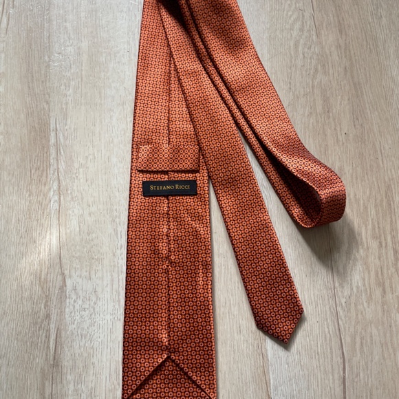 Stefano Ricci Orange/Black Silk Tie - Picture 3 of 3